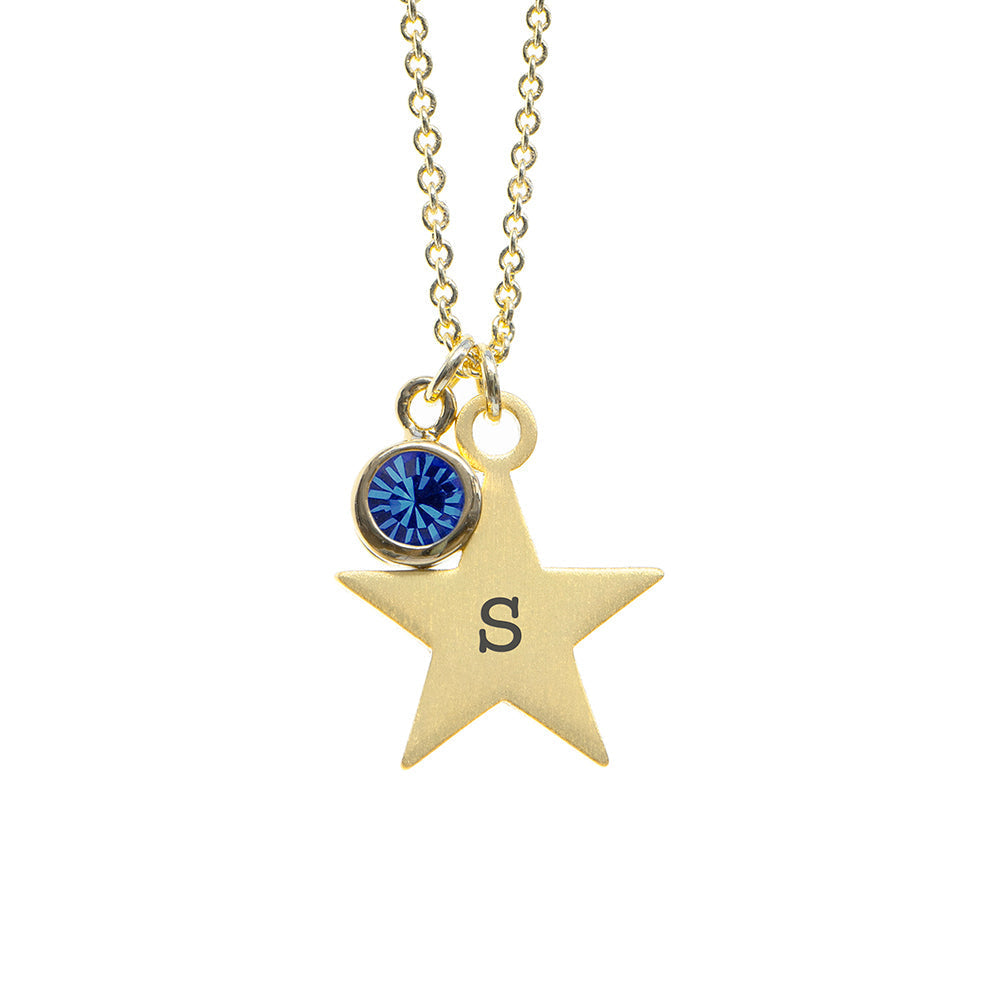 Personalised Gold Star Birthstone Crystal Necklaces: 19 - Necklaces By Gift Moments