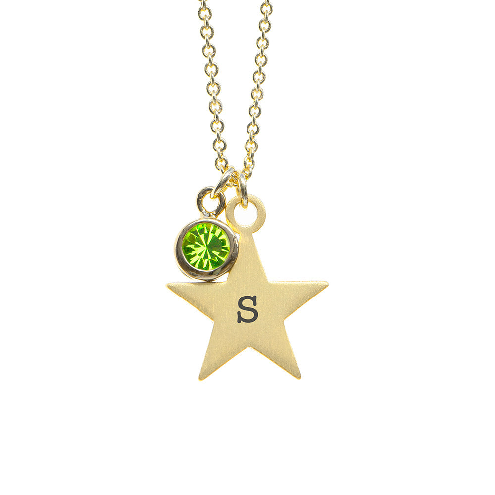 Personalised Gold Star Birthstone Crystal Necklaces: 17 - Necklaces By Gift Moments