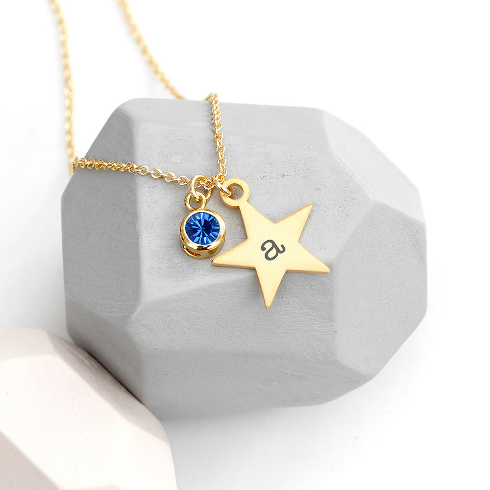 Personalised Gold Star Birthstone Crystal Necklaces: 13 - December - Necklaces By Gift Moments