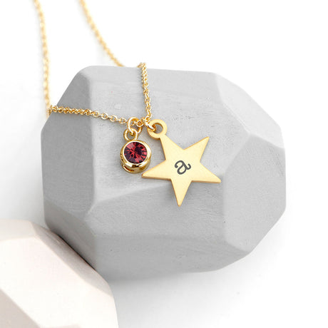 Personalised Gold Star Birthstone Crystal Necklaces: 9 - July - Necklaces By Gift Moments