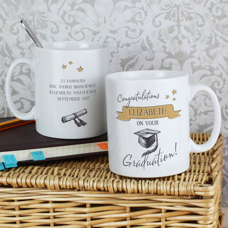 Personalised Gold Star Graduation Mug: 1 - Mugs By Gift Moments