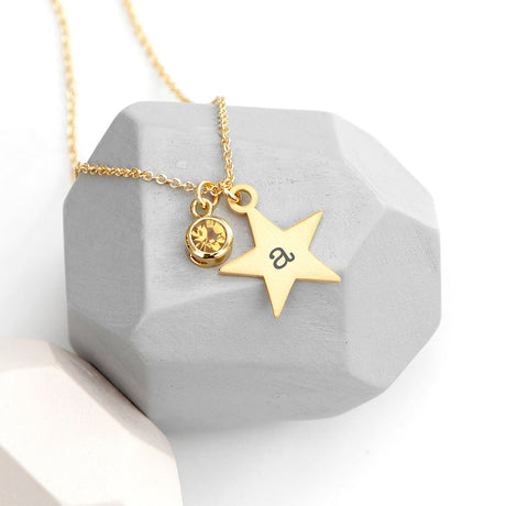 Personalised Gold Star Birthstone Crystal Necklaces