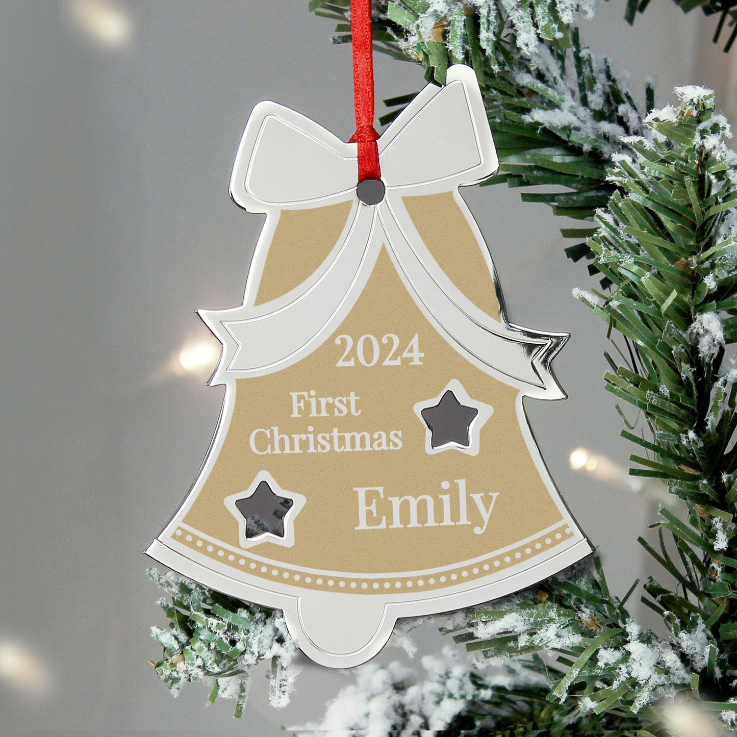 Personalised Golden Christmas Bell Decoration: 2 - Christmas Decorations By Gift Moments