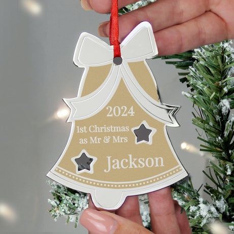 Personalised Golden Christmas Bell Decoration: 1 - Christmas Decorations By Gift Moments