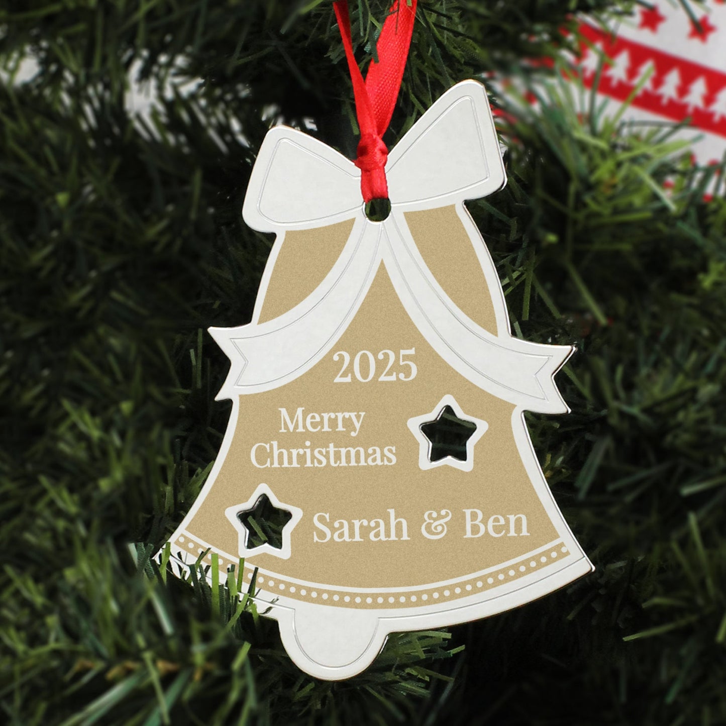 Personalised Golden Christmas Bell Decoration: 3 - Christmas Decorations By Gift Moments