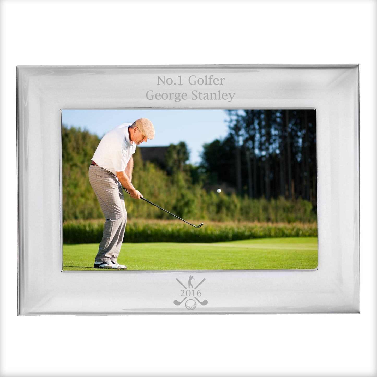 Personalised Golf 6x4 Landscape Silver Photo Frame: 3 - Photo Frames By Gift Moments