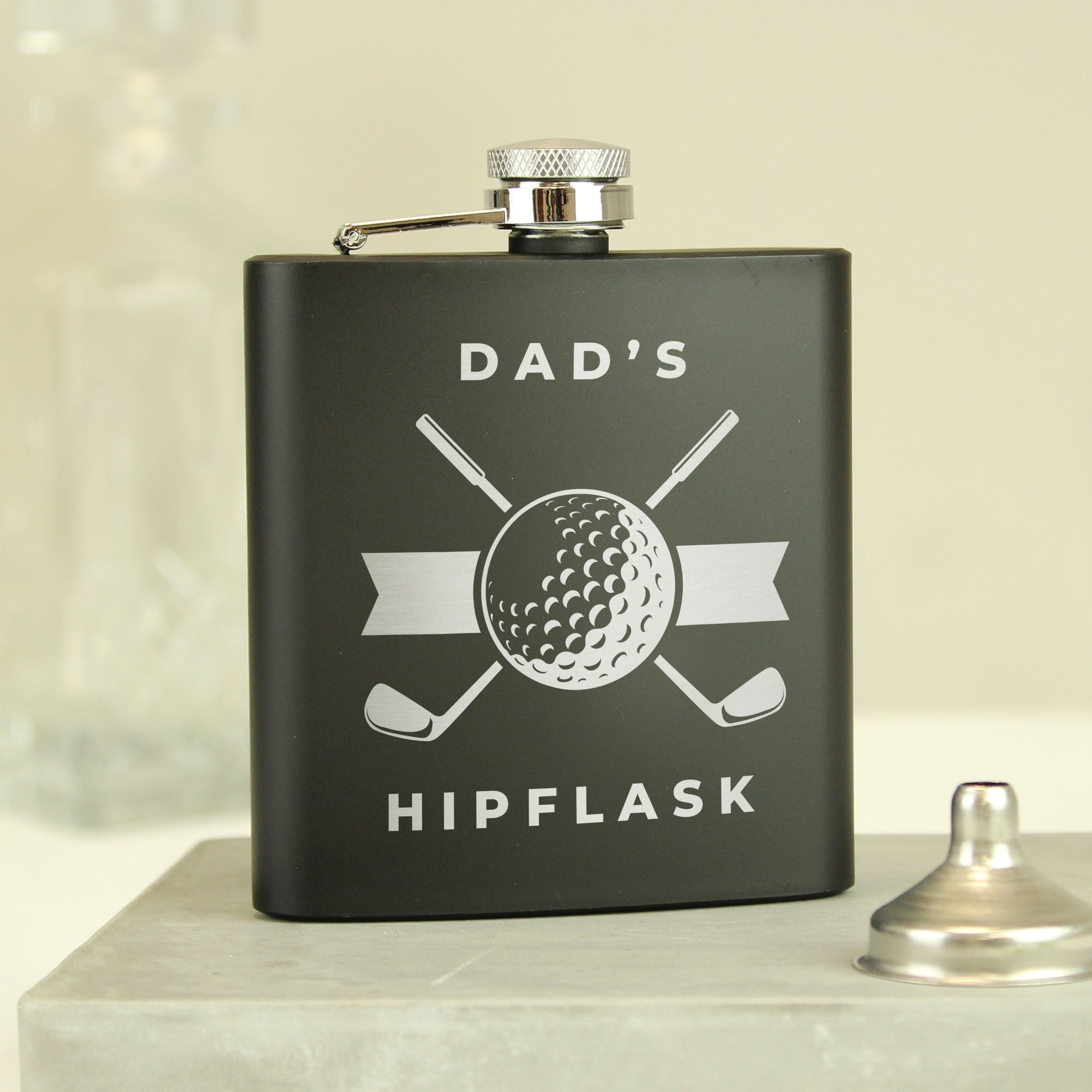 Personalised Golf Black Hip Flask: 6 - Hip Flasks By Gift Moments