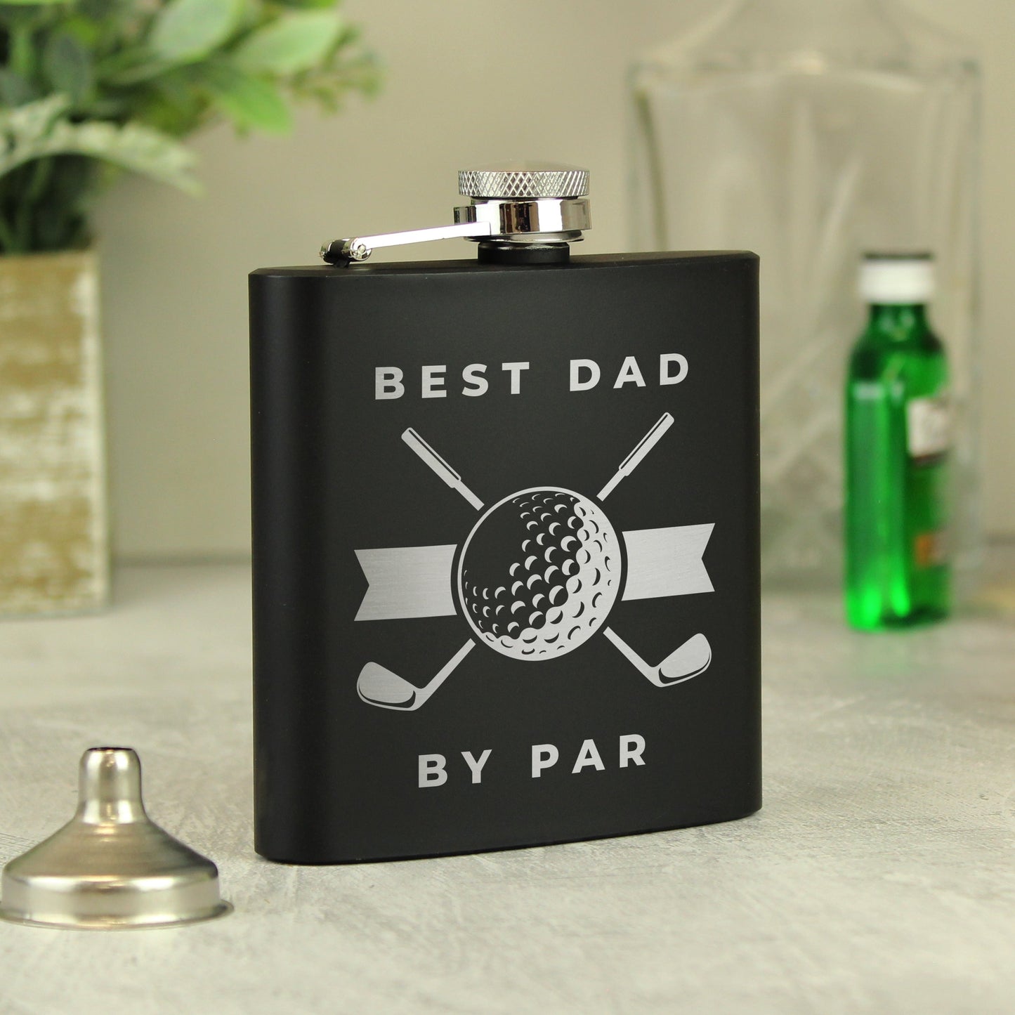 Personalised Golf Black Hip Flask: 3 - Hip Flasks By Gift Moments