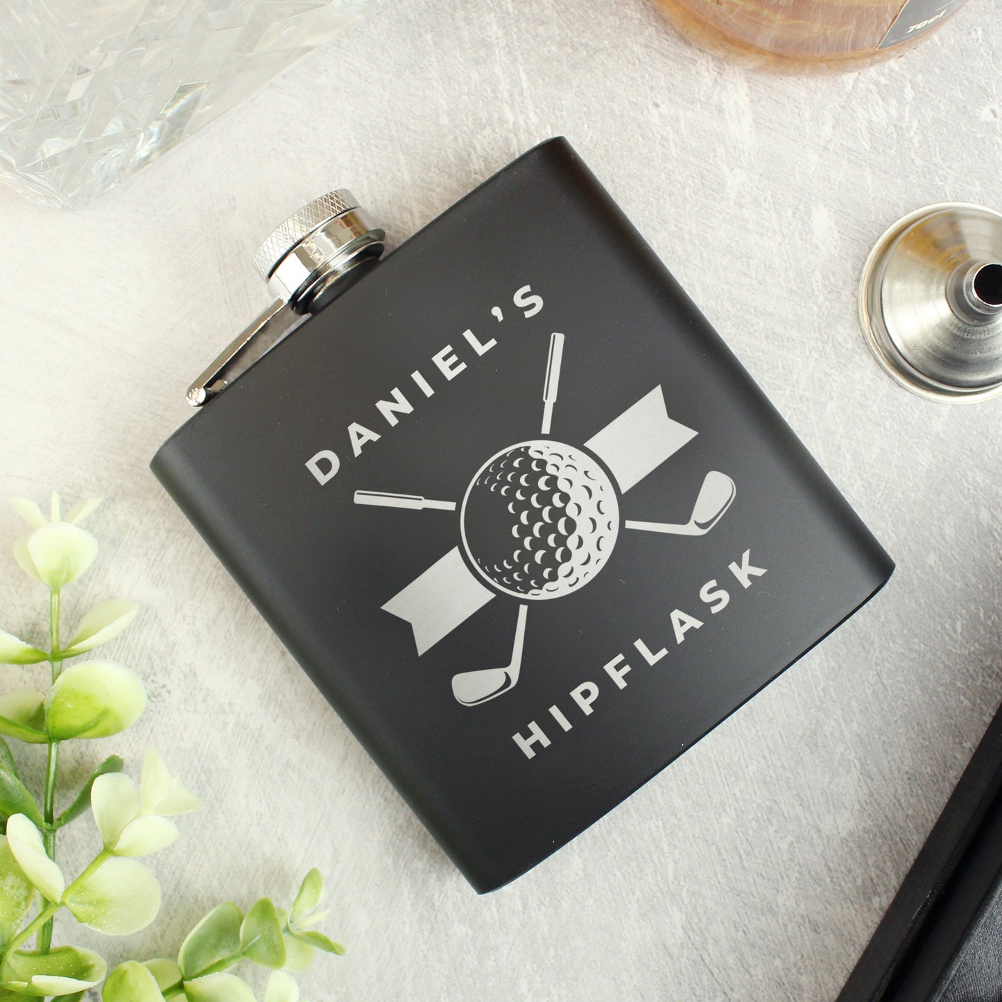 Personalised Golf Black Hip Flask: 2 - Hip Flasks By Gift Moments