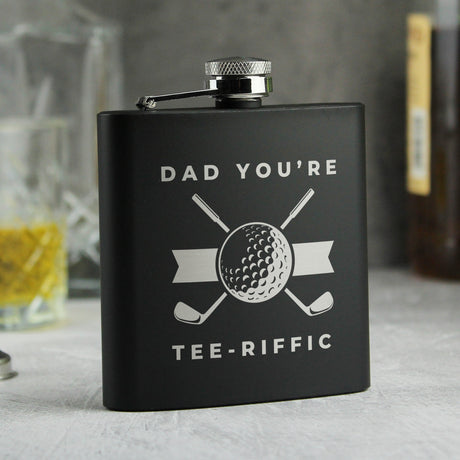 Personalised Golf Black Hip Flask: 1 - Hip Flasks By Gift Moments