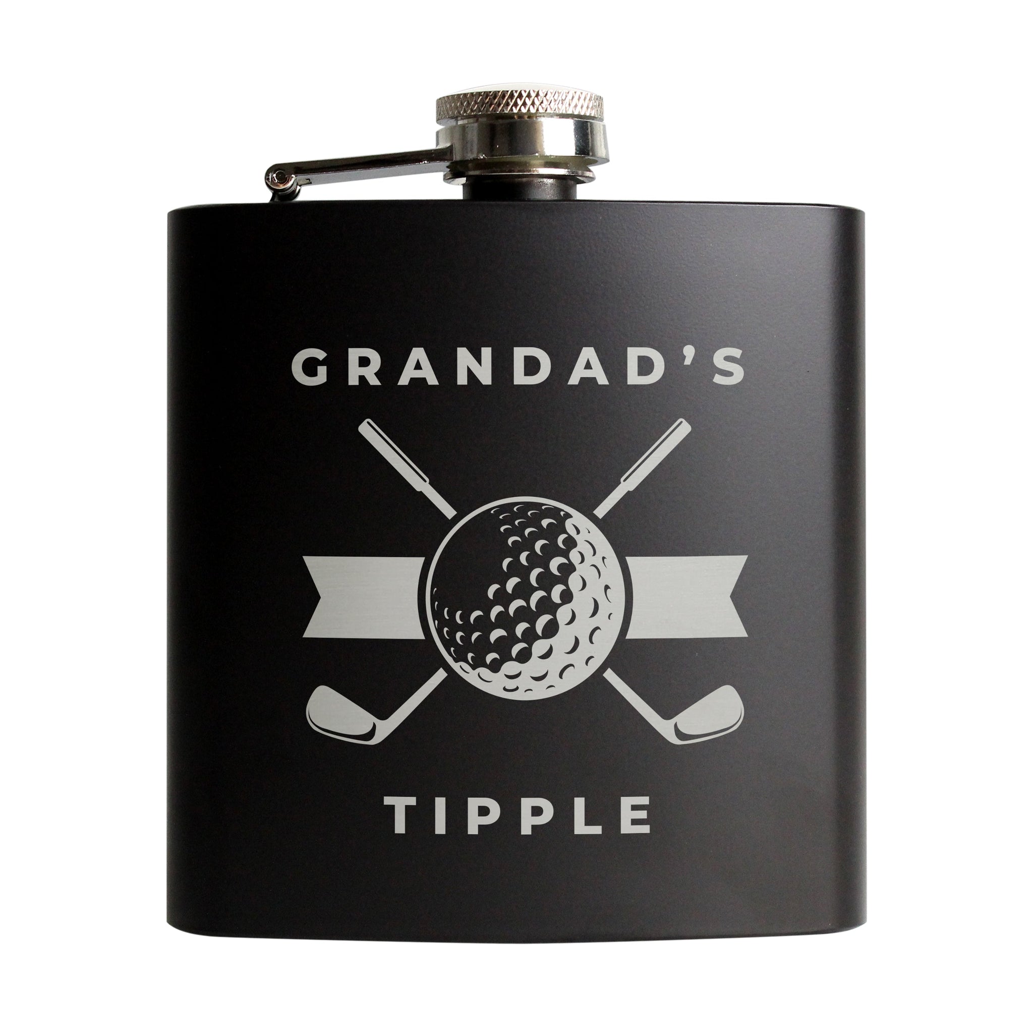 Personalised Golf Black Hip Flask: 5 - Hip Flasks By Gift Moments