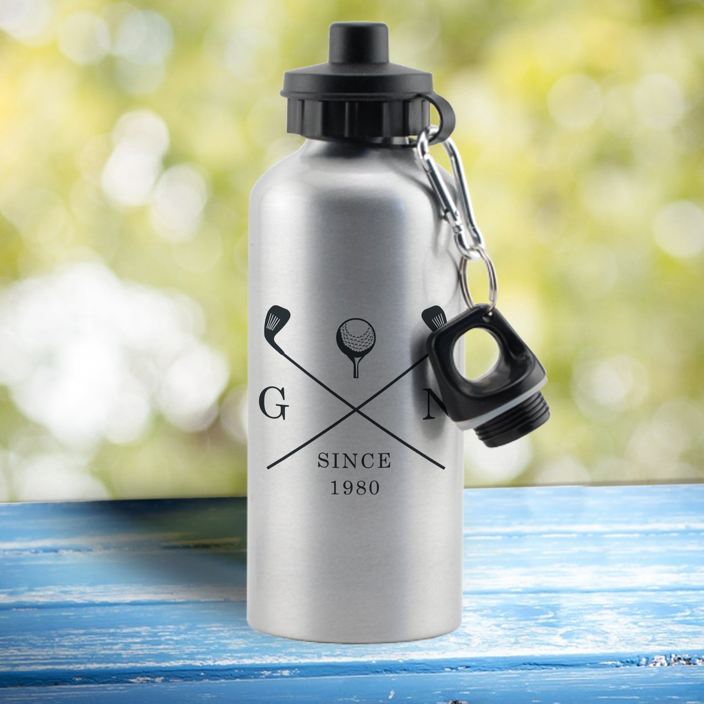 Personalised Golf Clubs Silver Drinks Bottle: 1 - Water Bottles By Gift Moments