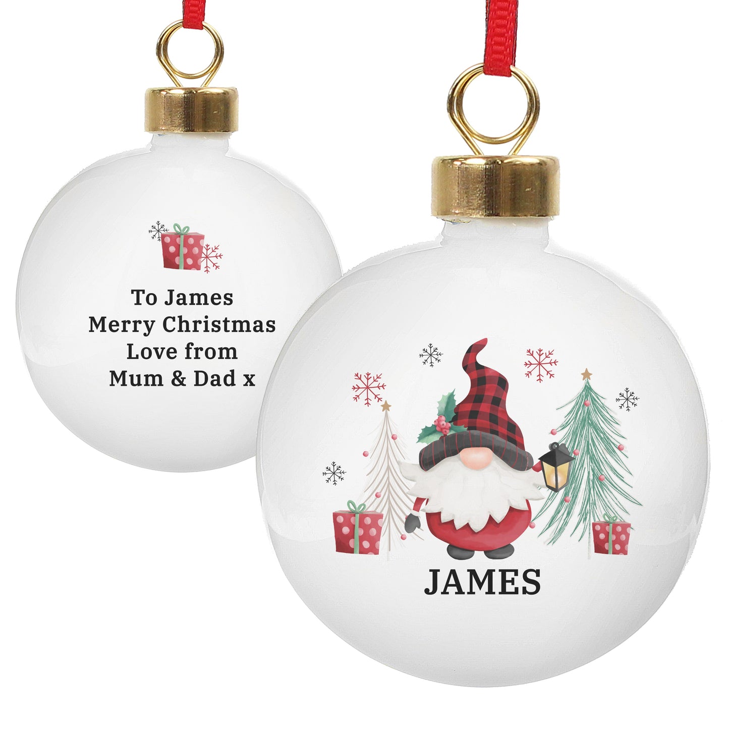 Personalised Gonk Christmas Bauble: 5 - Christmas Baubles By Gift Moments