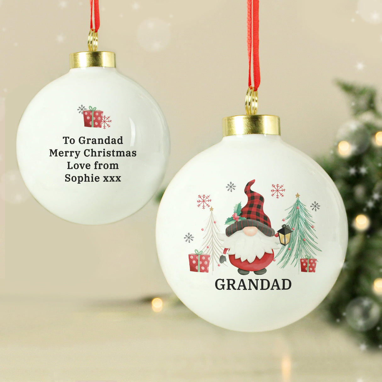 Personalised Gonk Christmas Bauble: 1 - Christmas Baubles By Gift Moments