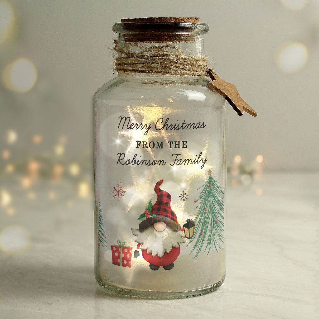 Personalised Gonk Christmas Scene LED Glass Jar - Shop LED Lighting At Gift Moments - 3