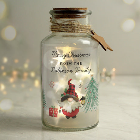 Personalised Gonk Christmas Scene LED Glass Jar: 3 - LED Lighting By Gift Moments