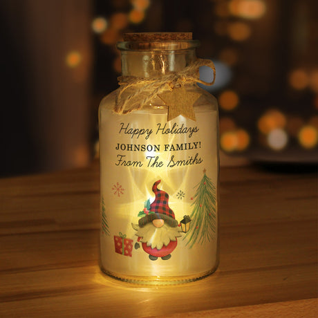 Personalised Gonk Christmas Scene LED Glass Jar: 2 - LED Lighting By Gift Moments