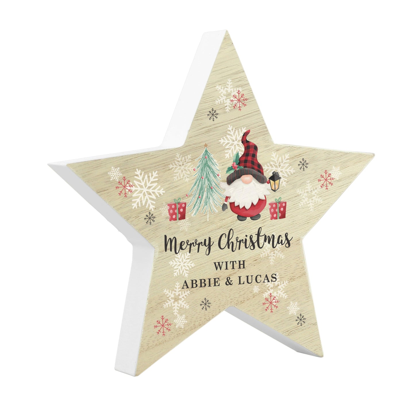 Personalised Gonk Christmas Wooden Star Ornament: 5 - Christmas Decorations By Gift Moments
