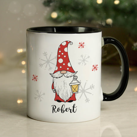 Personalised Gonk Family Black Handled Christmas Mugs: 9 - Male - Mugs By Gift Moments