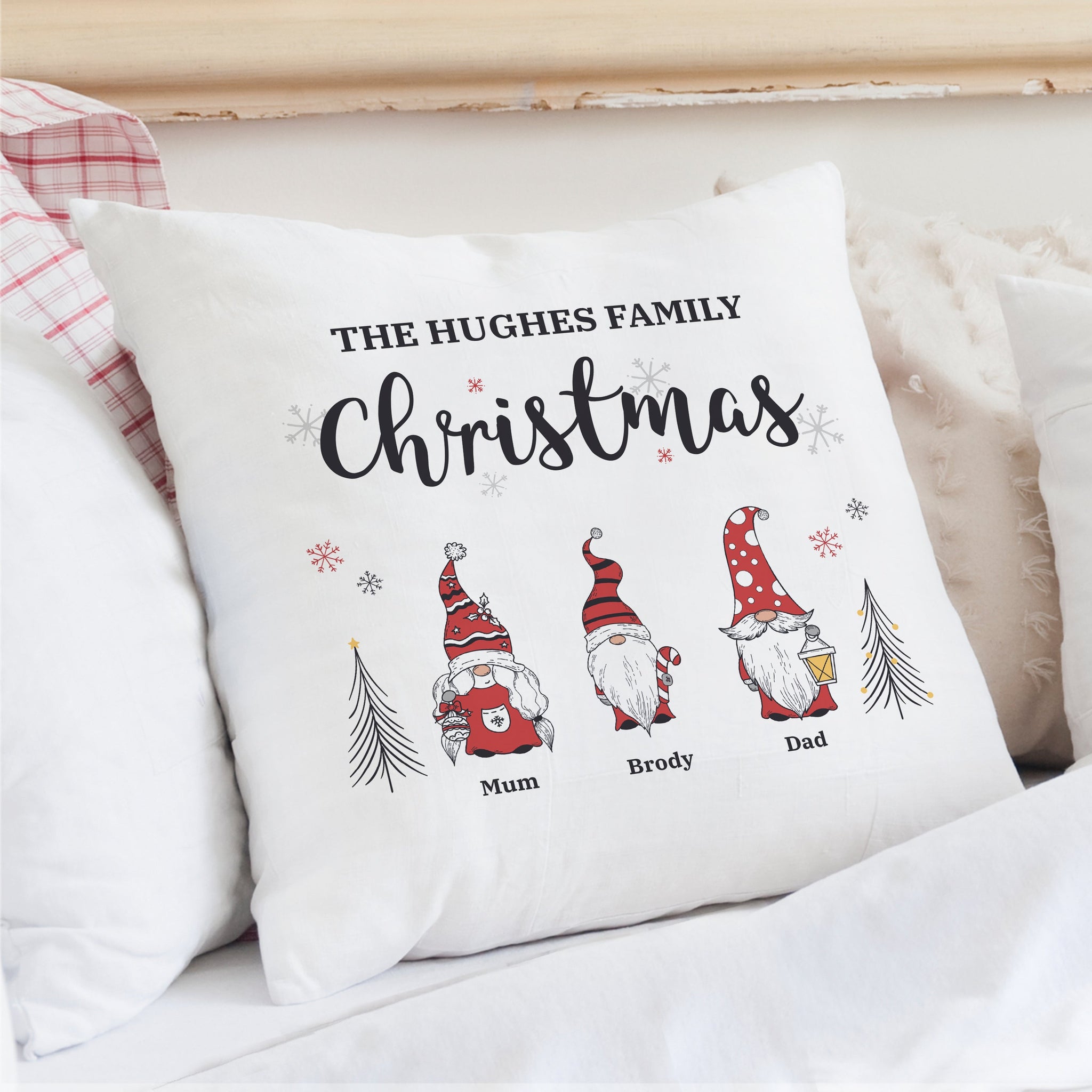 Personalised Gonk Family Christmas Cushion: 2 - Cushions By Gift Moments