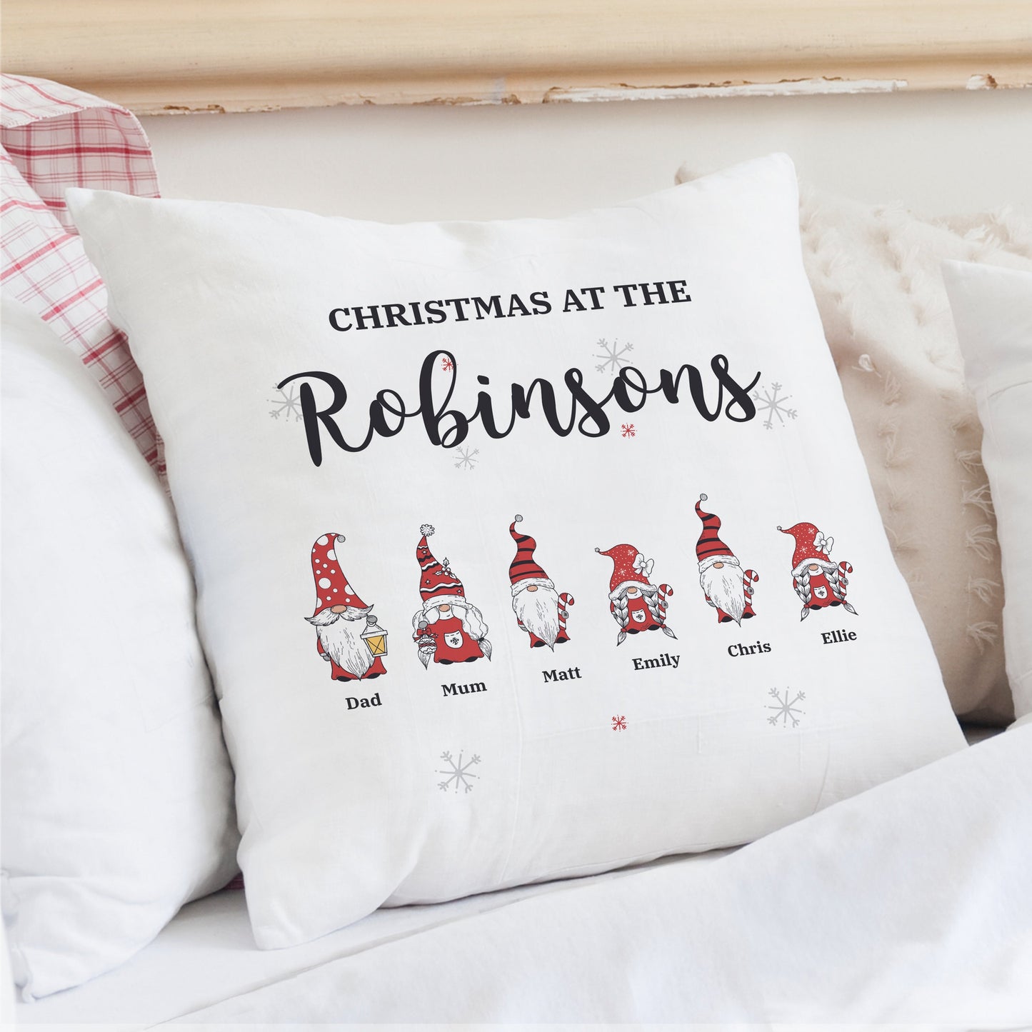 Personalised Gonk Family Christmas Cushion: 5 - Cushions By Gift Moments