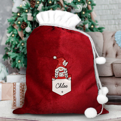 Personalised Gonk Family Red Christmas Sacks: 4 - Christmas Sacks By Gift Moments