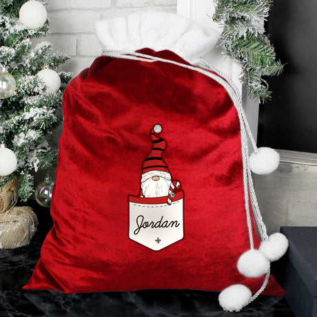 Personalised Gonk Family Red Christmas Sacks: 7 - Boy - Christmas Sacks By Gift Moments