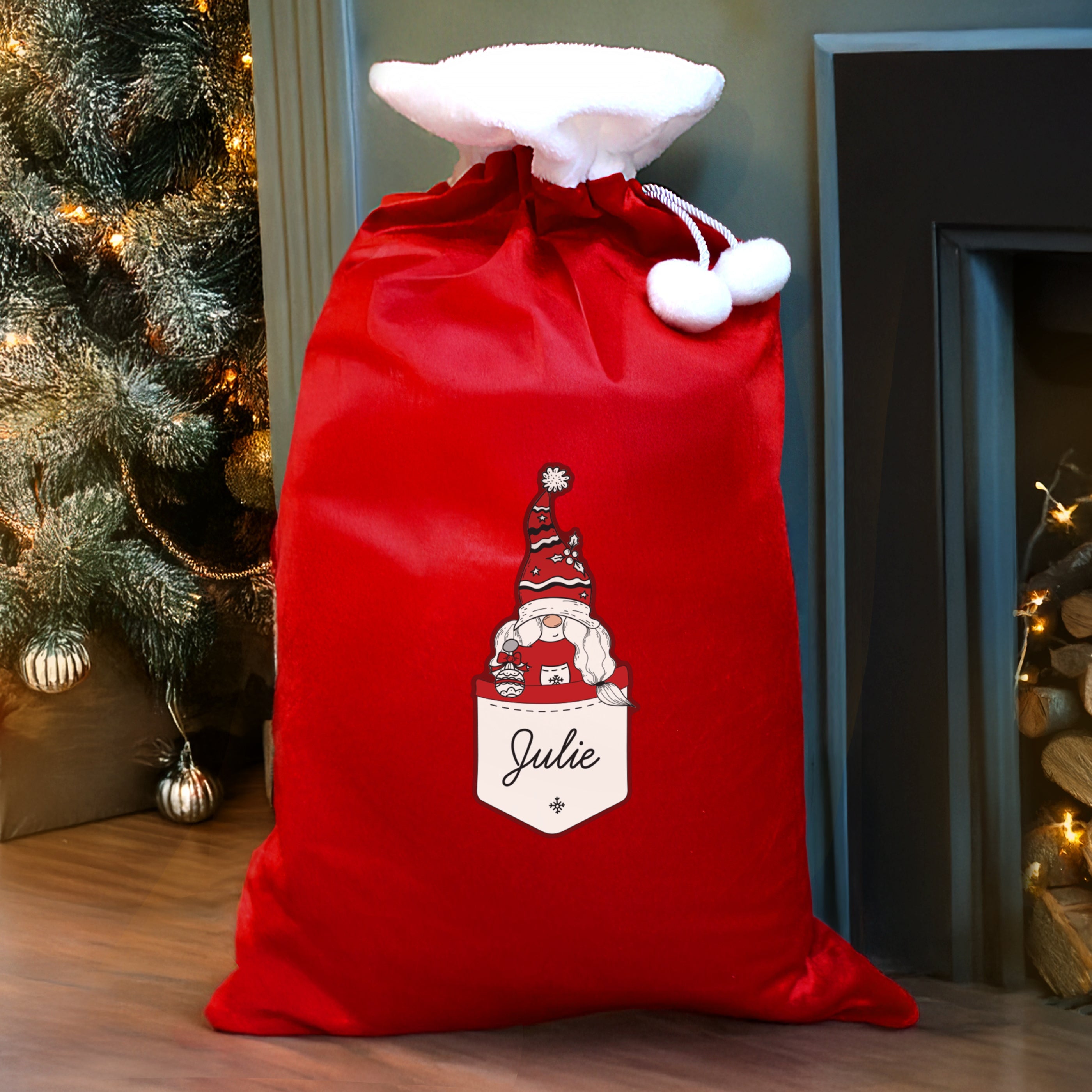 Personalised Gonk Family Red Christmas Sacks - Female - Shop Christmas Sacks At Gift Moments - 6