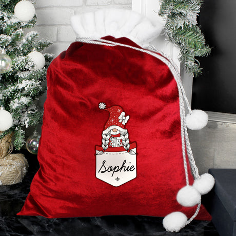 Personalised Gonk Family Red Christmas Sacks: 8 - Girl - Christmas Sacks By Gift Moments