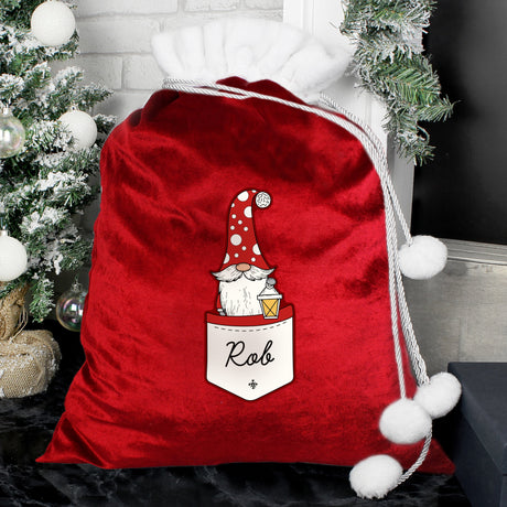 Personalised Gonk Family Red Christmas Sacks: 5 - Male - Christmas Sacks By Gift Moments