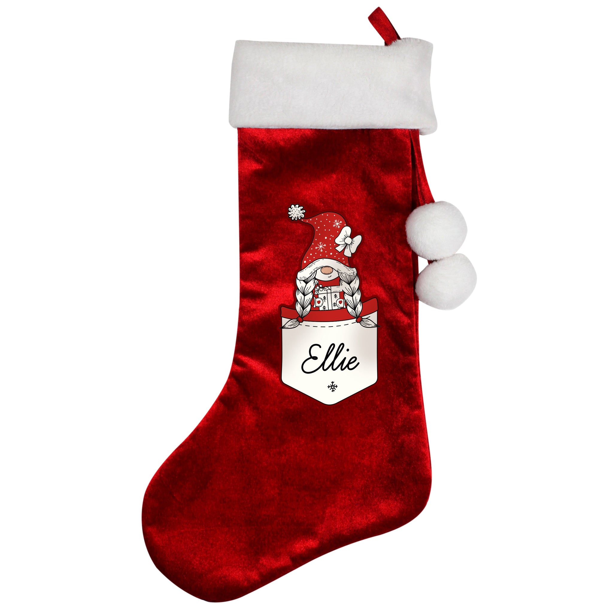 Personalised Gonk Family Red Christmas Stockings: 16 - Christmas Stockings By Gift Moments