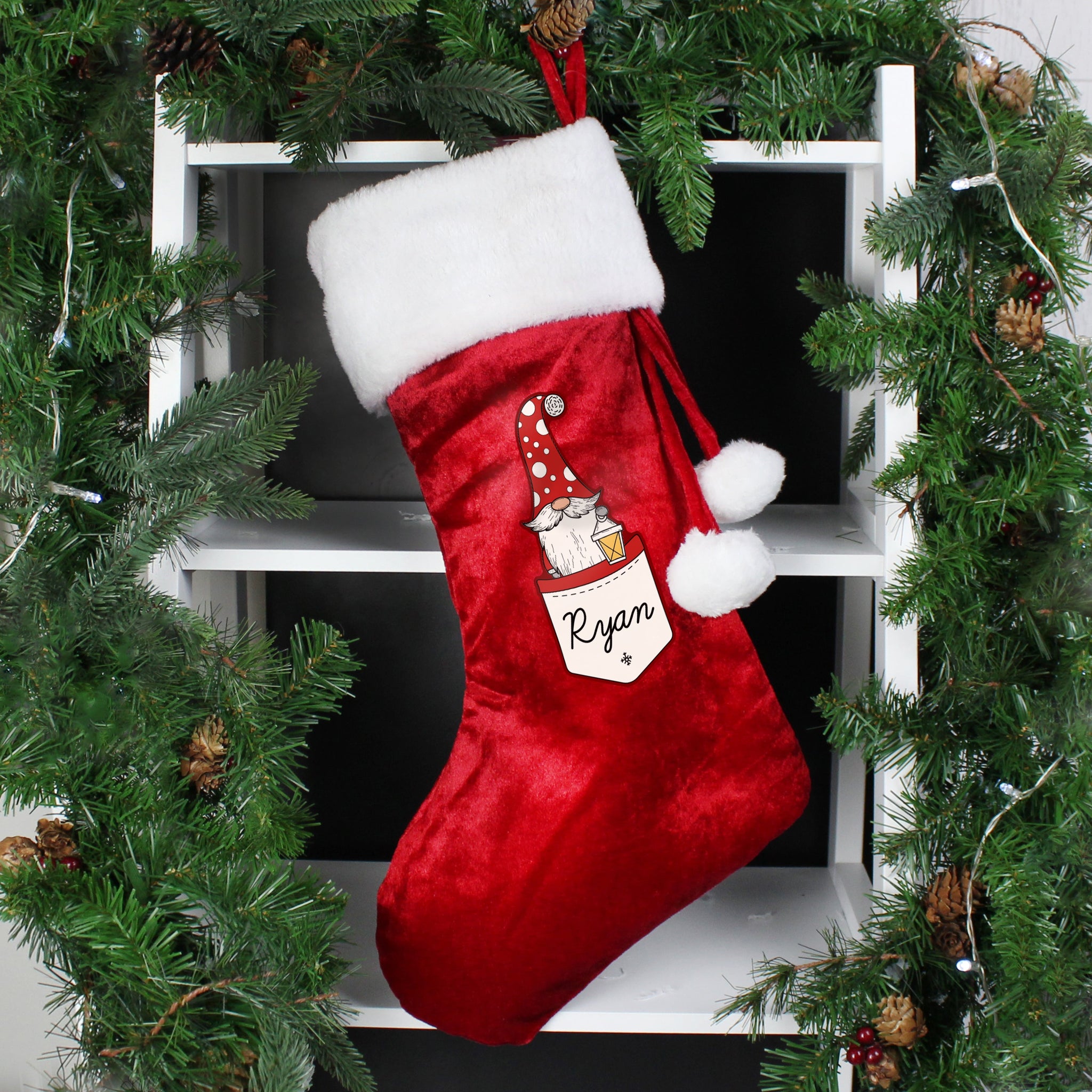 Personalised Gonk Family Red Christmas Stockings: 5 - Male - Christmas Stockings By Gift Moments