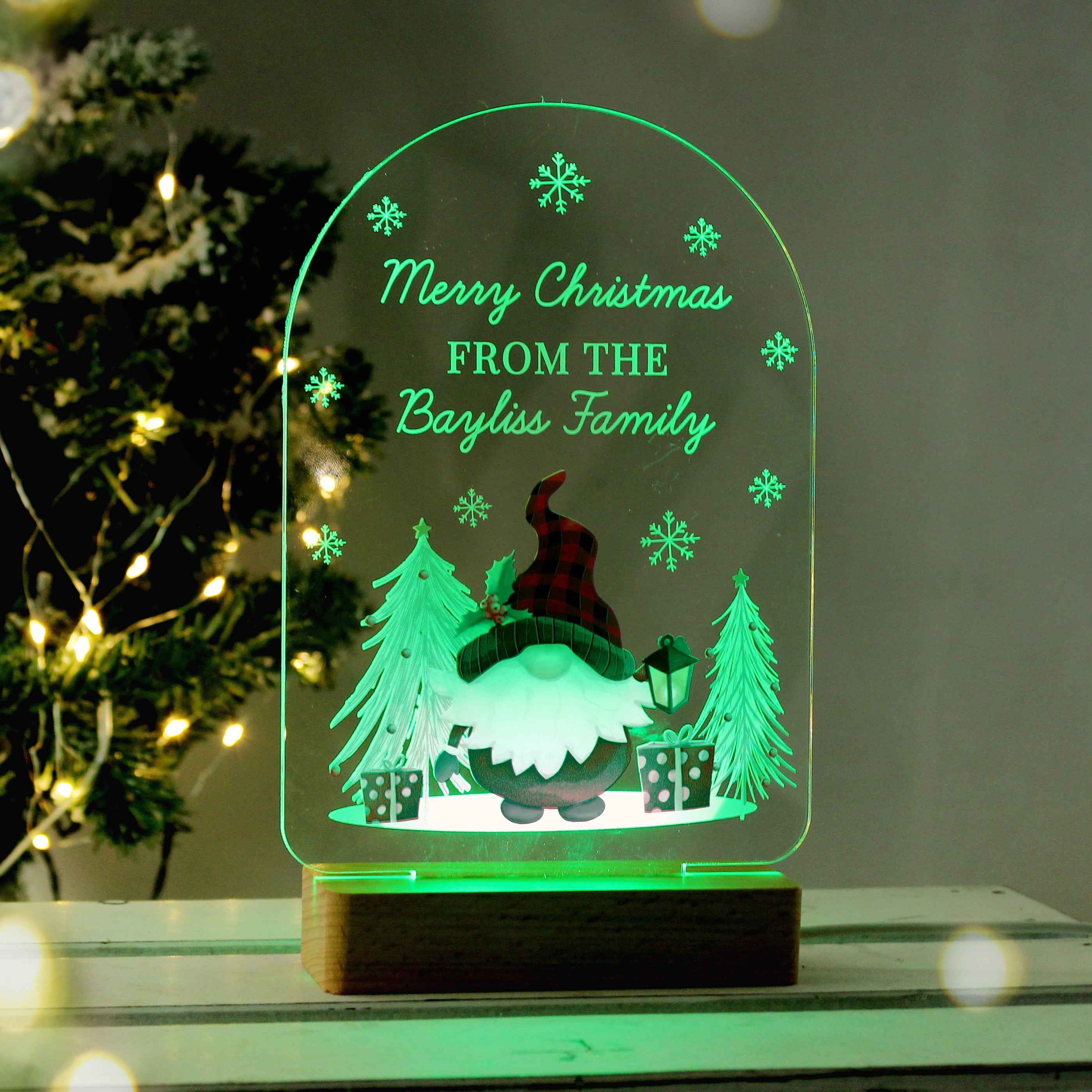 Personalised Gonk Wooden Based LED Christmas Light - Shop LED Lighting At Gift Moments - 6