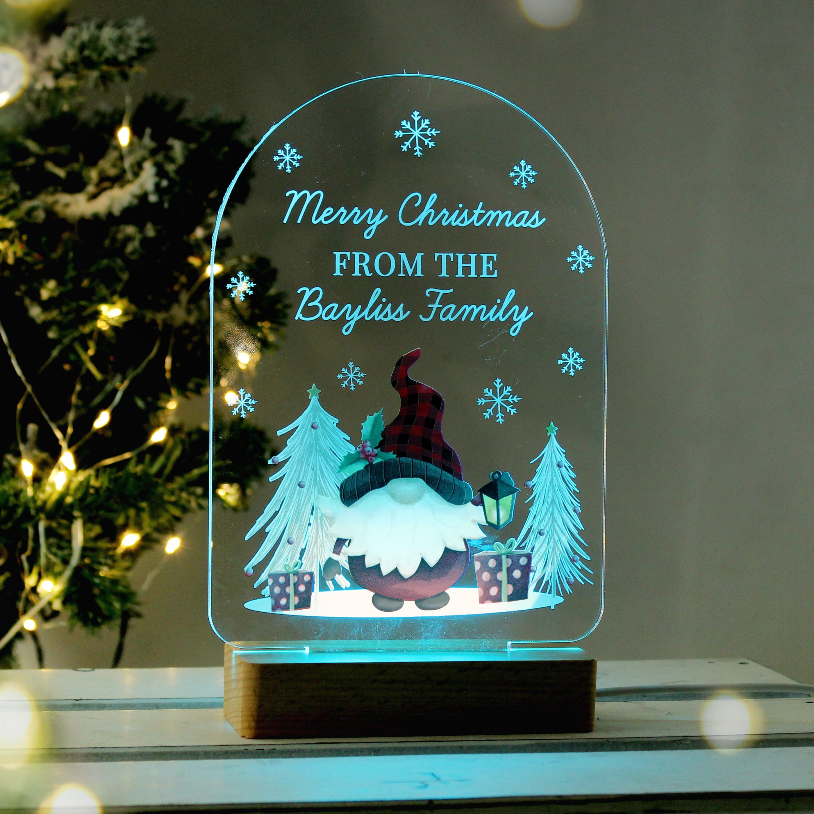 Personalised Gonk Wooden Based LED Christmas Light - Shop LED Lighting At Gift Moments - 2