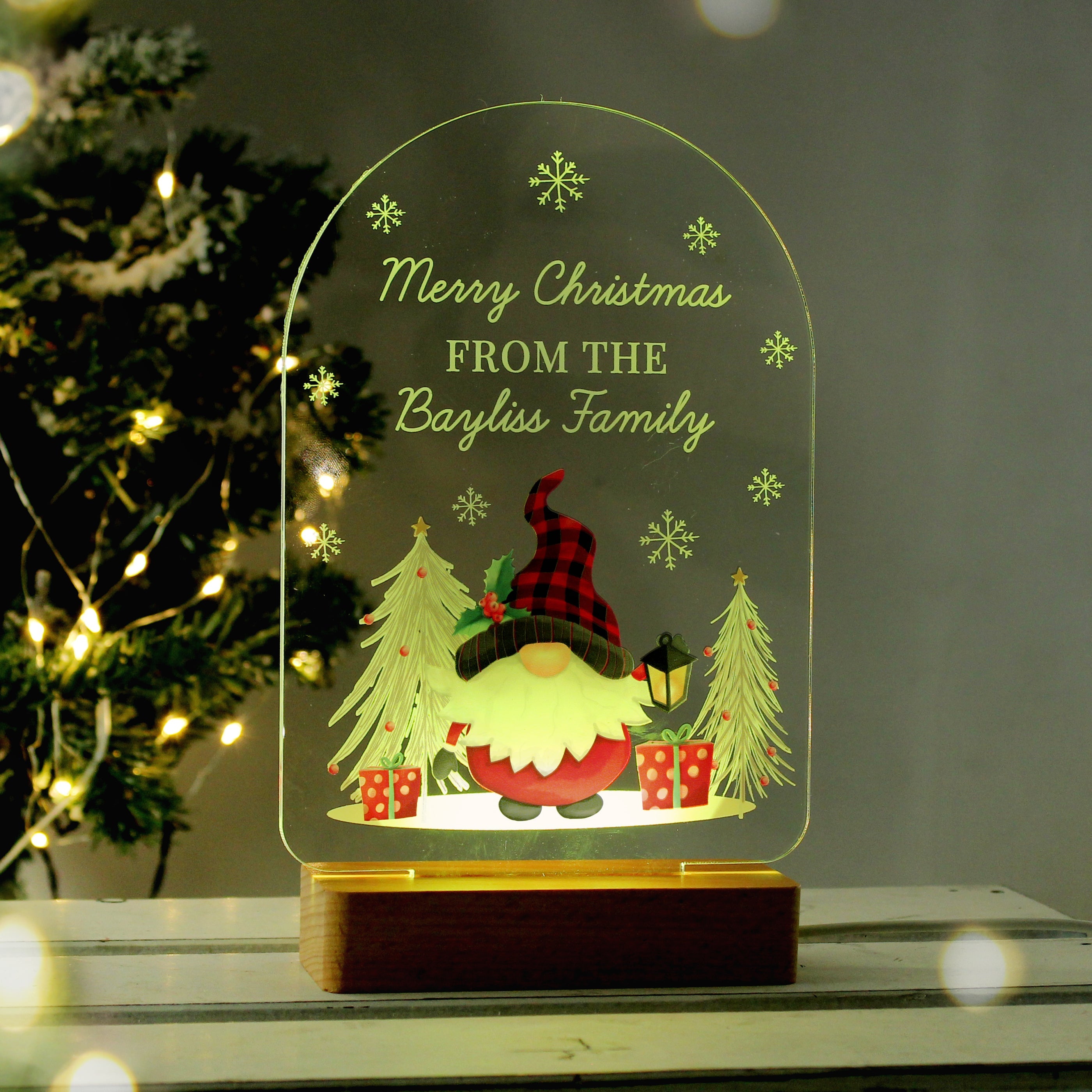 Personalised Gonk Wooden Based LED Christmas Light - Shop LED Lighting At Gift Moments - 4