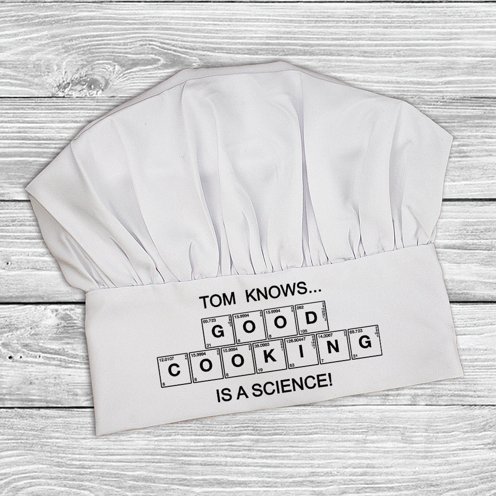 Personalised Good Cooking Is Science Chef Hat: 2 - Chef Hats By Gift Moments