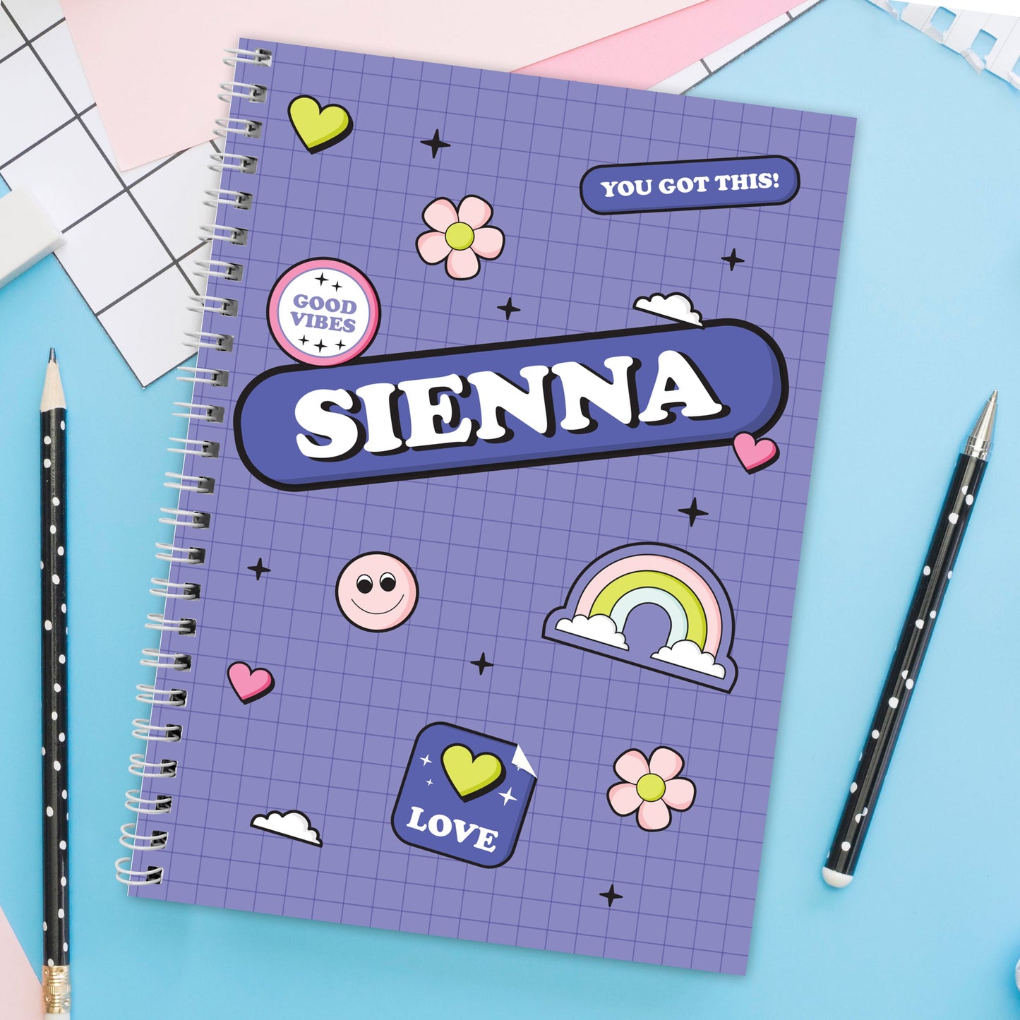 Personalised Good Vibes A5 Notebook: 3 - Notebooks By Gift Moments