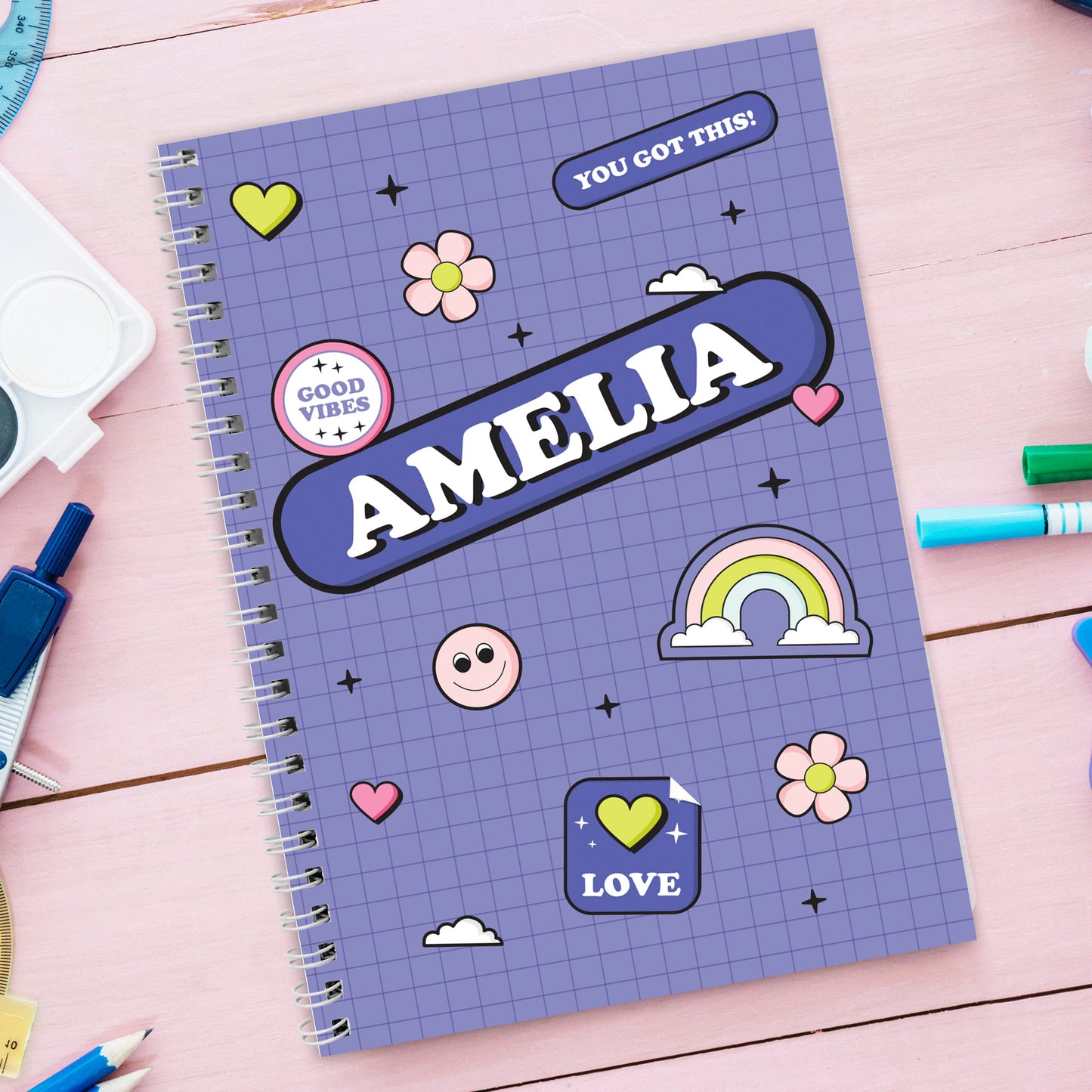 Personalised Good Vibes A5 Notebook: 6 - Notebooks By Gift Moments