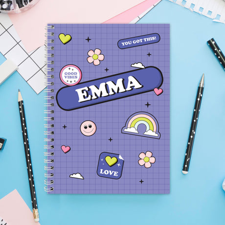 Personalised Good Vibes A5 Notebook: 1 - Notebooks By Gift Moments