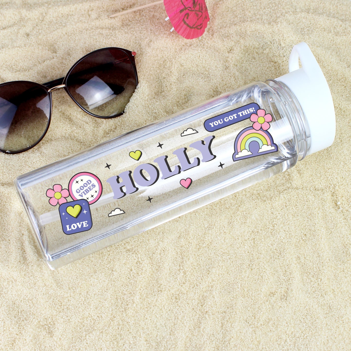 Personalised Good Vibes Water Bottle: 3 - Water Bottles By Gift Moments