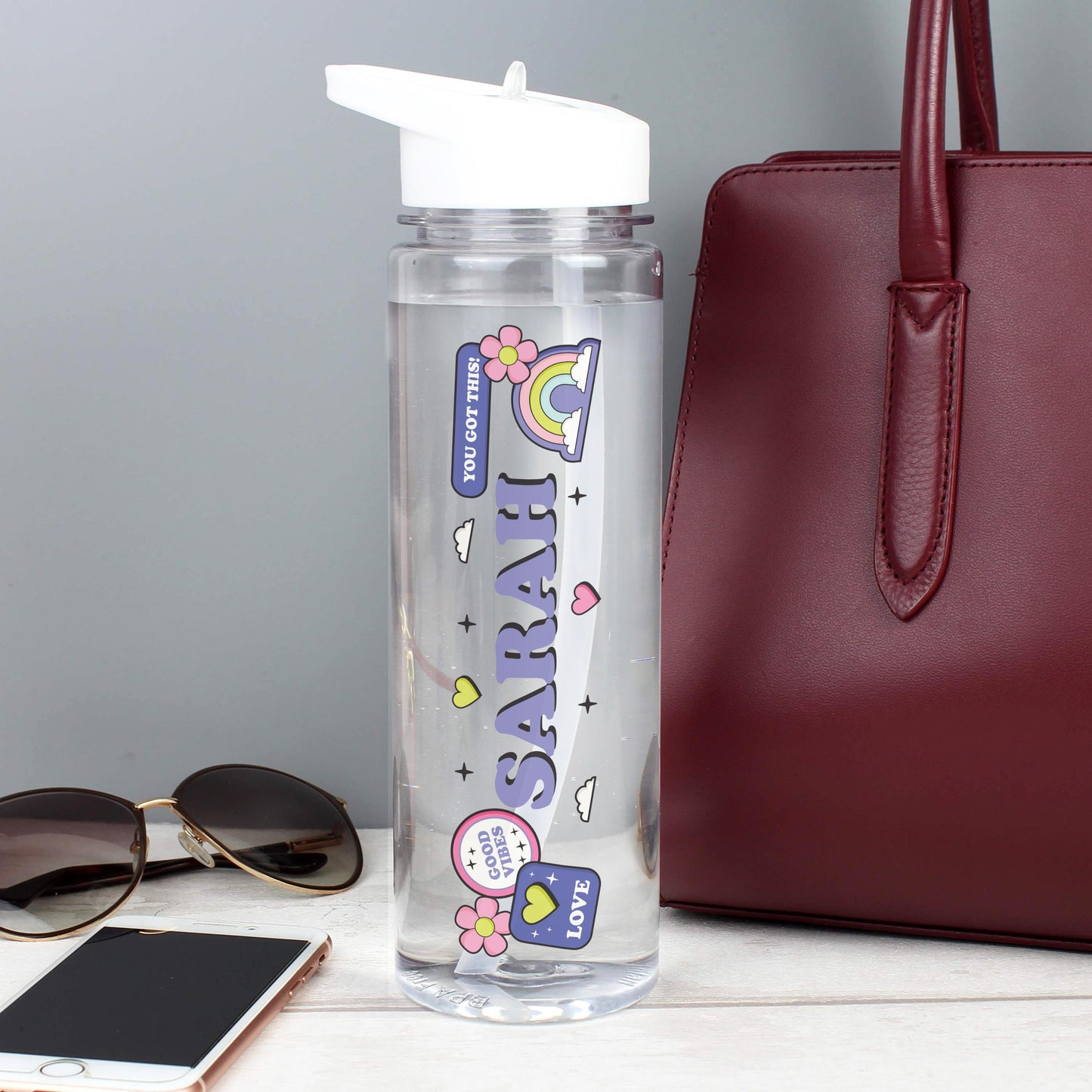 Personalised Good Vibes Water Bottle: 4 - Water Bottles By Gift Moments