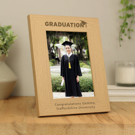 Personalised Graduation 5x7 Oak Finish Photo Frame: 2 - Photo Frames By Gift Moments