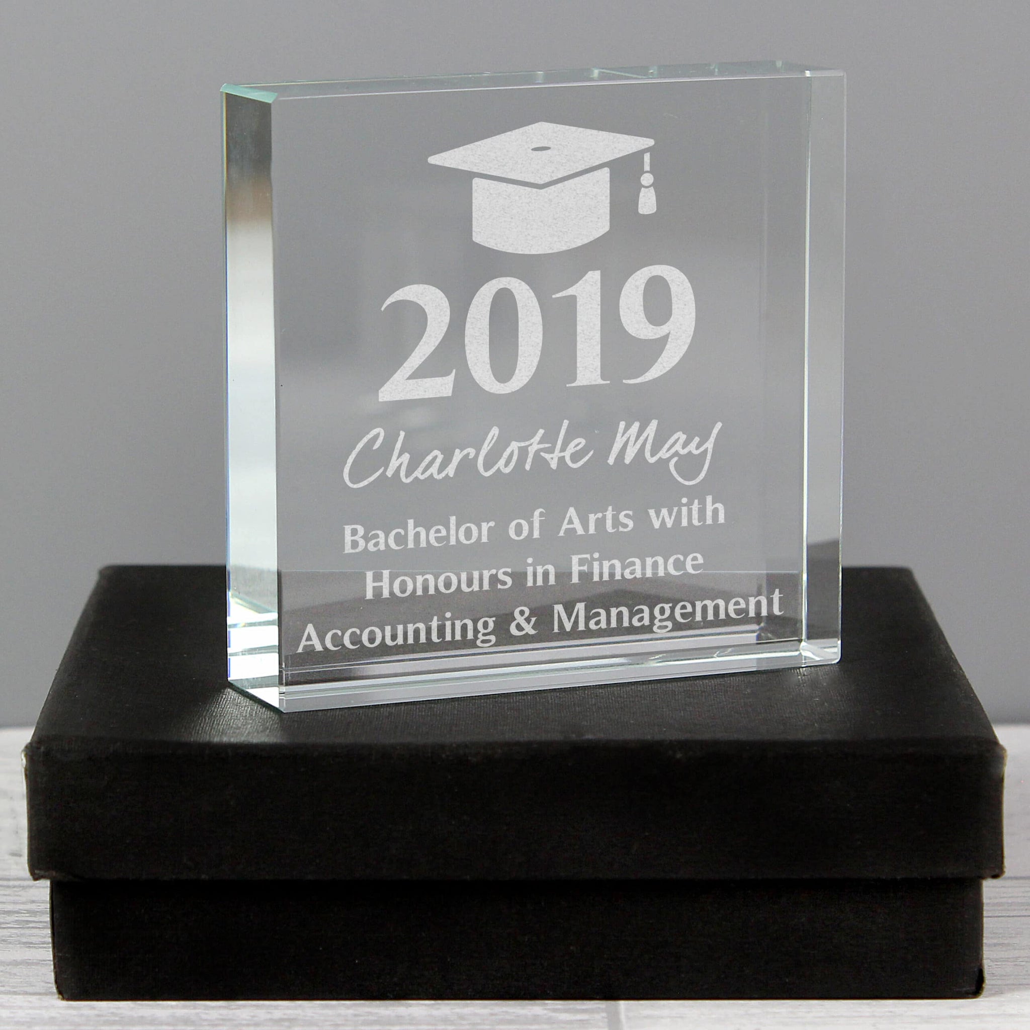 Personalised Graduation Crystal Token: 4 - Crystal Tokens By Gift Moments