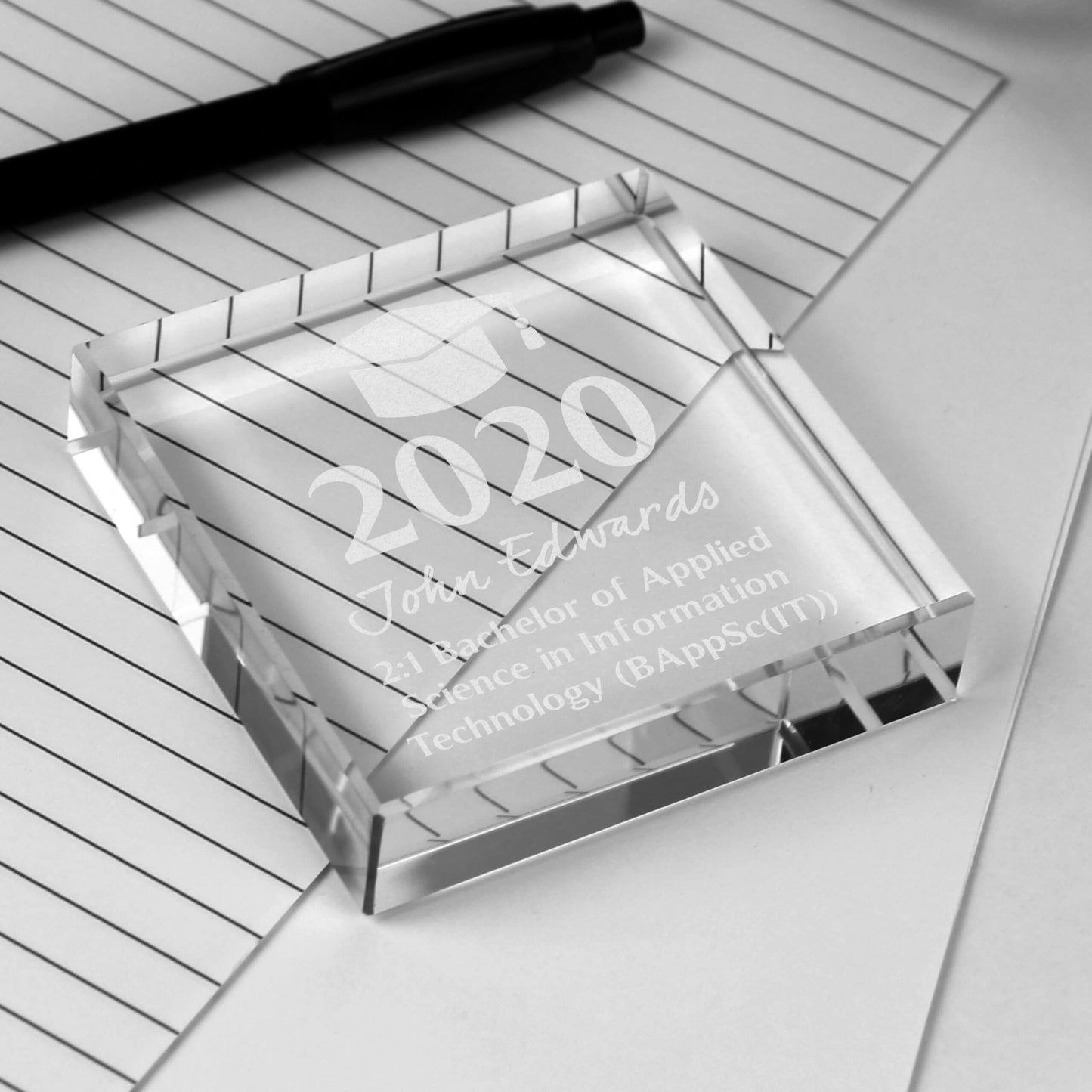 Personalised Graduation Crystal Token: 3 - Crystal Tokens By Gift Moments