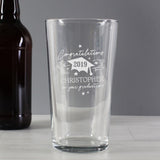 Personalised Graduation Pint Glass: 2 - Beer Glasses By Gift Moments