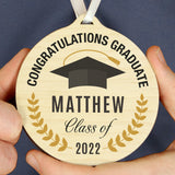Personalised Graduation Round Wooden Decoration: 3 - Keepsakes By Gift Moments