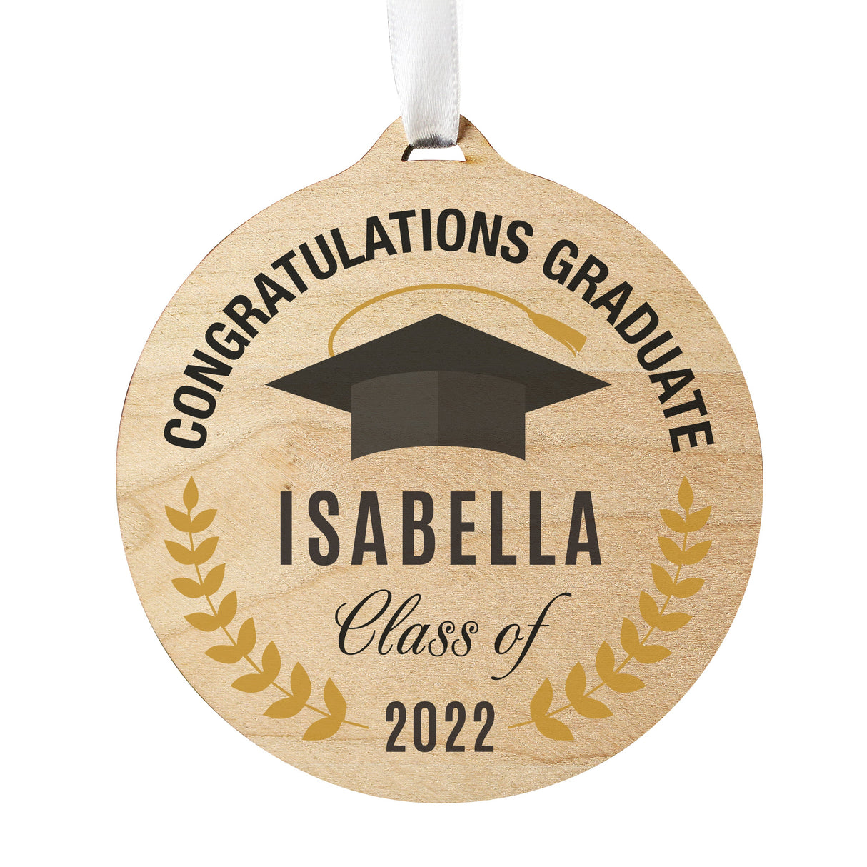 Personalised Graduation Round Wooden Decoration: 5 - Keepsakes By Gift Moments