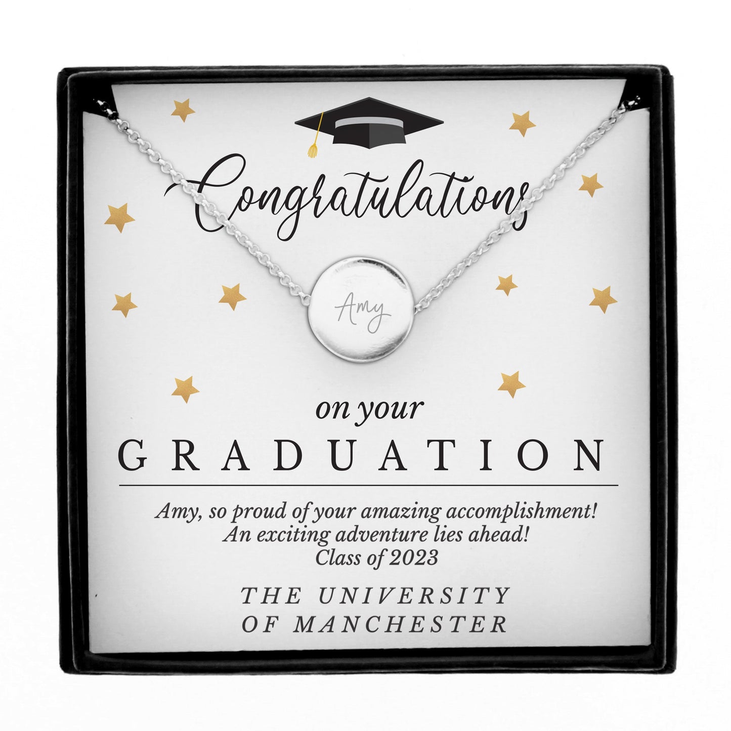 Personalised Graduation Silver Tone Necklace and Box: 5 - Necklaces By Gift Moments
