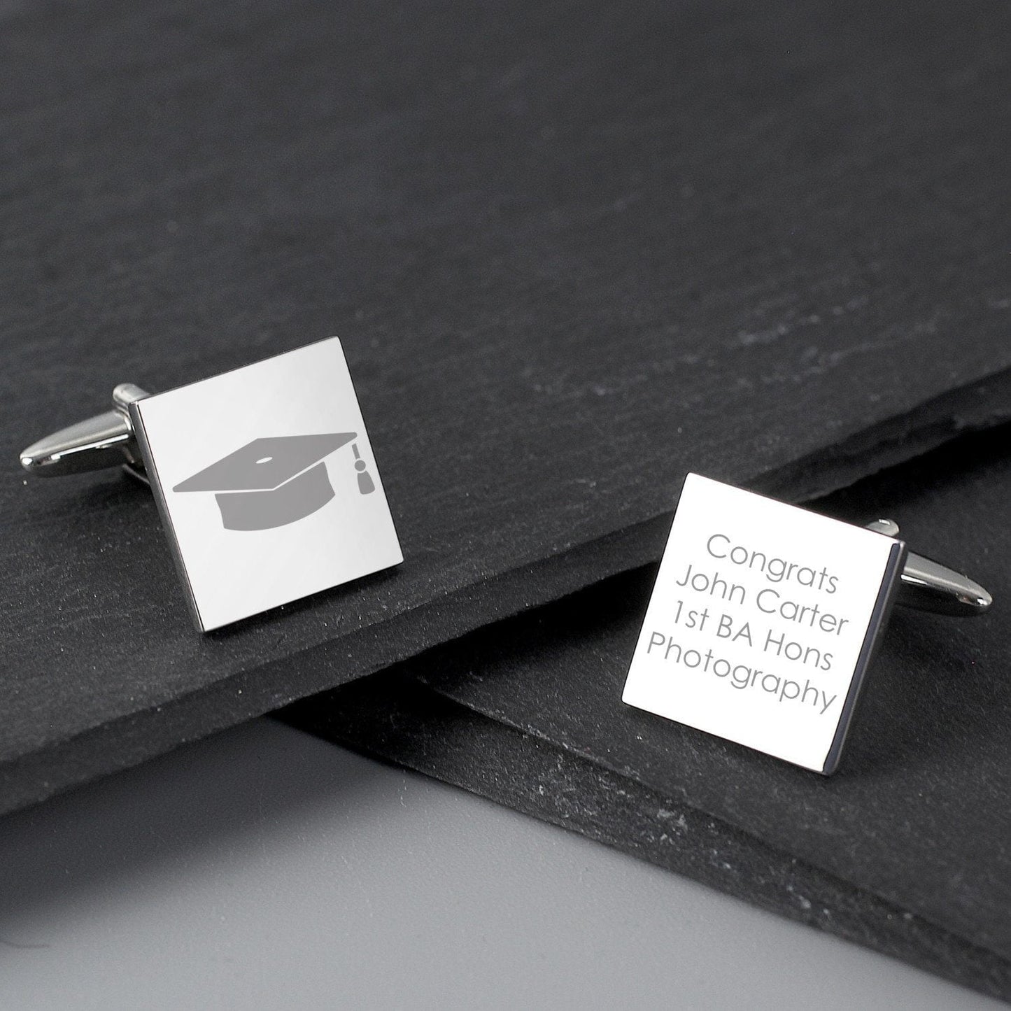 Personalised Graduation Square Cufflinks: 4 - Cufflinks & Tie Slides By Gift Moments