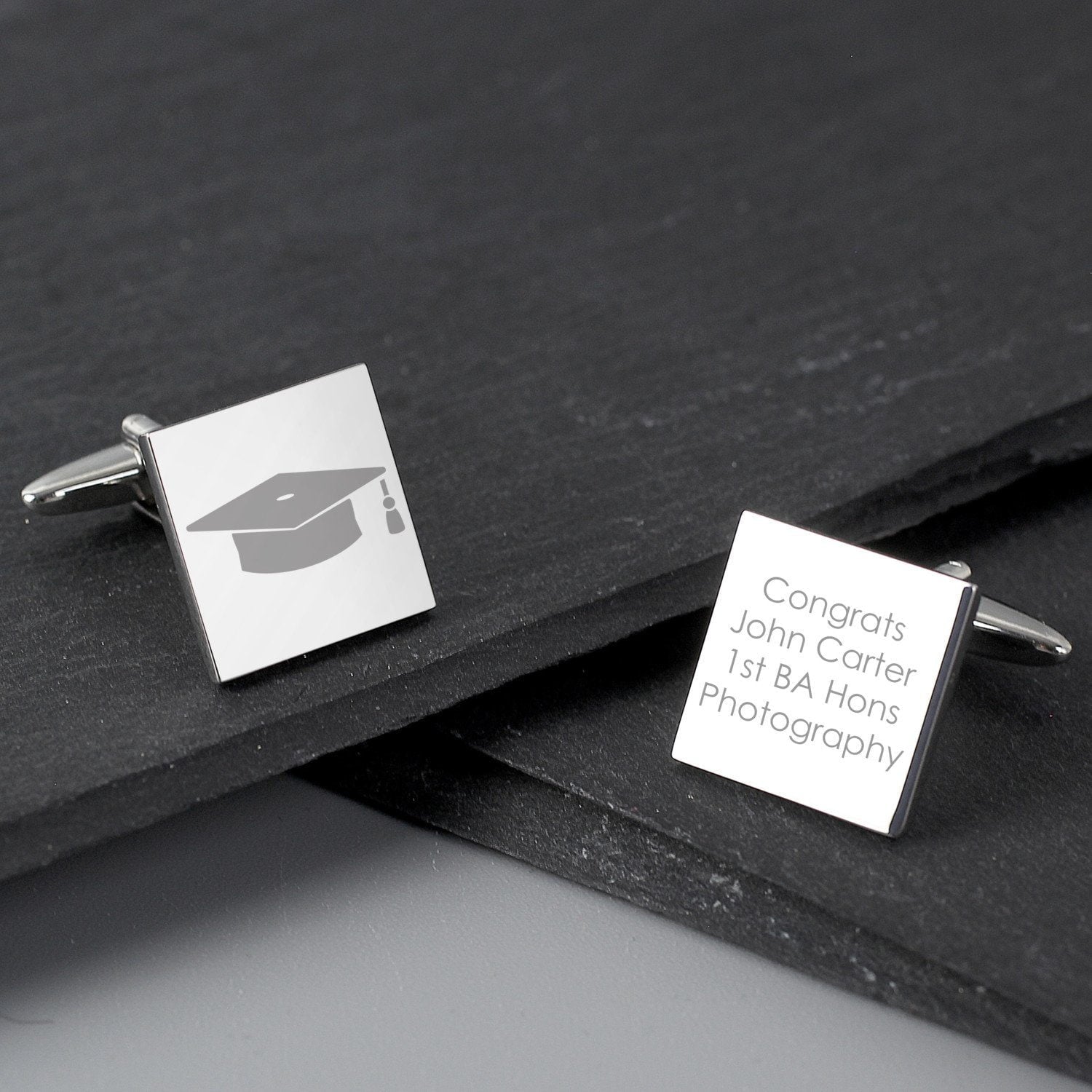 Personalised Graduation Square Cufflinks: 4 - Cufflinks & Tie Slides By Gift Moments